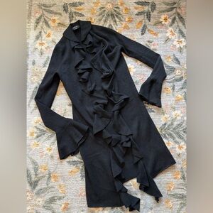 Christopher Fischer 100% Cashmere Open Cardigan Ruffle Small